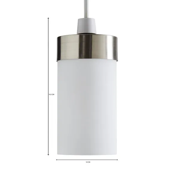 Cylindrical Pendant Shade - Satin Nickel, Glass
