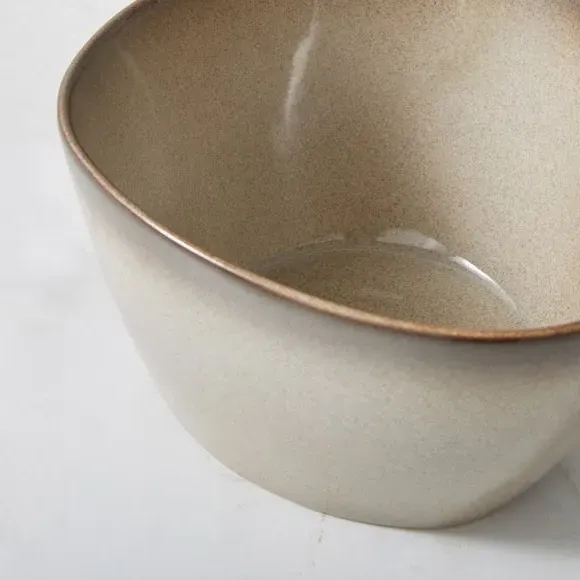 D-Shaped Cereal Bowl - Brown, Natural Finish