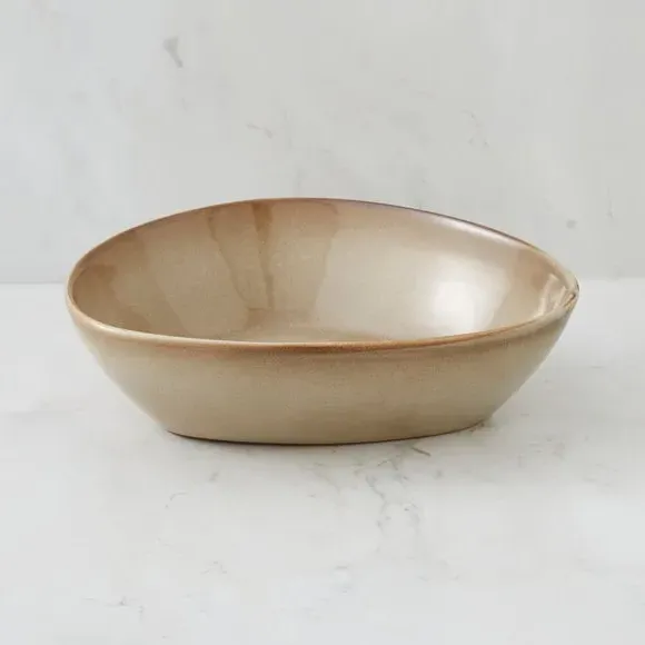D-Shaped Pasta Bowl - Brown, Ceramic image