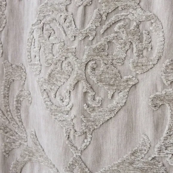 Damask Cushion with Embroidery - Natural, Chenille