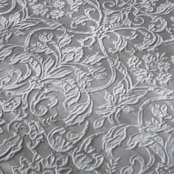 Damask Duvet Cover Set - Grey, Jacquard