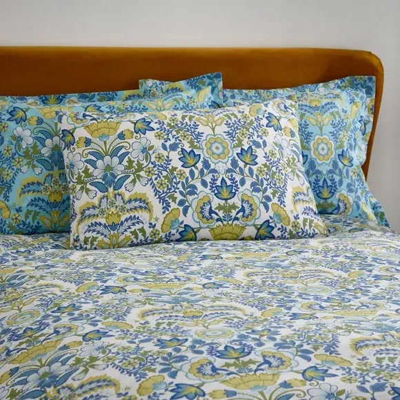 Damask Duvet Cover Set - Teal, Polycotton