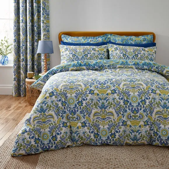 Damask Duvet Cover Set - Teal, Polycotton image