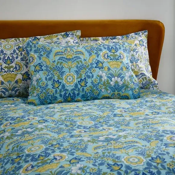 Damask Duvet Cover Set - Teal, Polycotton