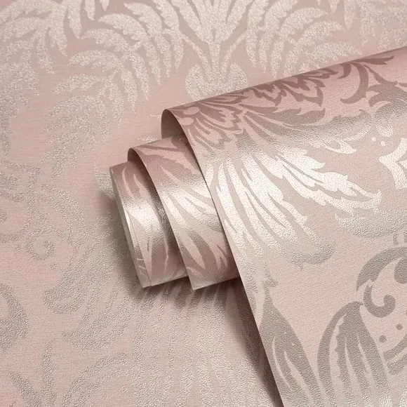 Damask Wallpaper Embossed - Rose Gold, Vinyl