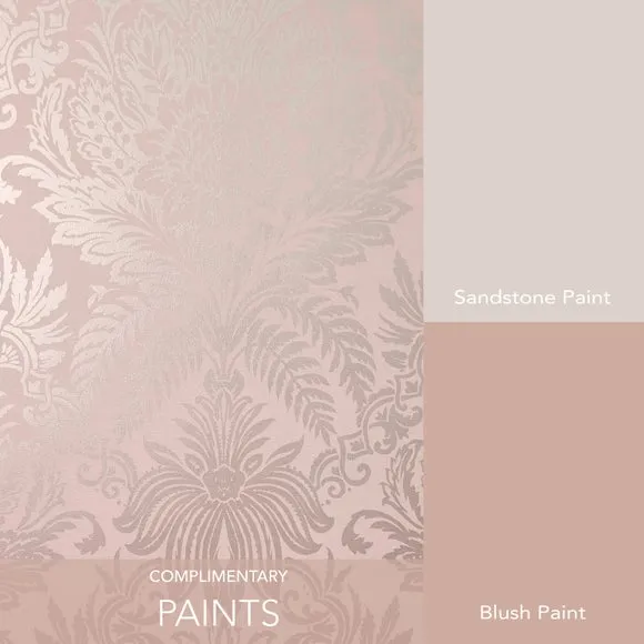 Damask Wallpaper Embossed - Rose Gold, Vinyl