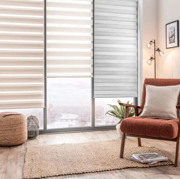 Day Night Roller Blind - White, Fabric