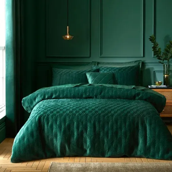 Deco Duvet Cover & Pillowcase Set - Bottle Green, Polyester image