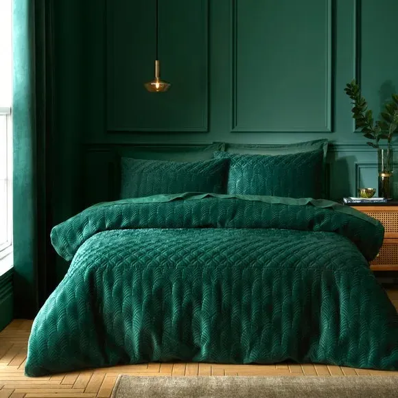 Deco Duvet Cover & Pillowcase Set - Green, Polyester