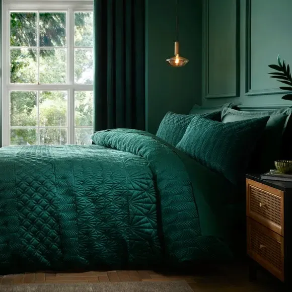 Deco Duvet Cover & Pillowcase Set - Green, Polyester