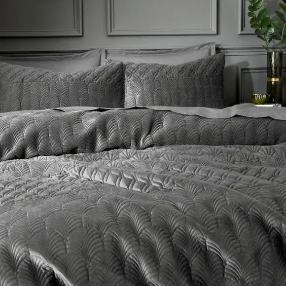Deco Duvet Cover & Pillowcase Set - Grey, Polyester