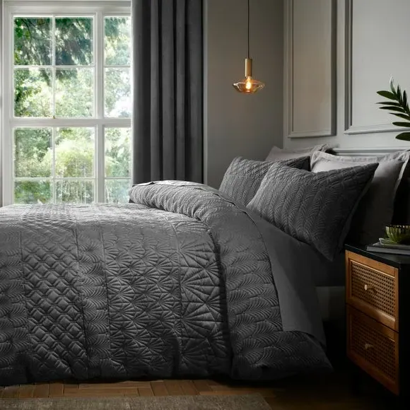 Deco Duvet Cover & Pillowcase Set - Grey, Polyester
