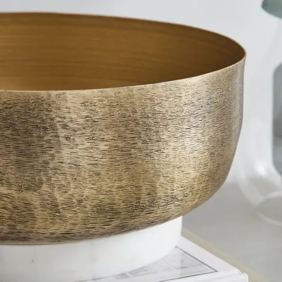 Decorative Bowl - Gold, Metal Marble