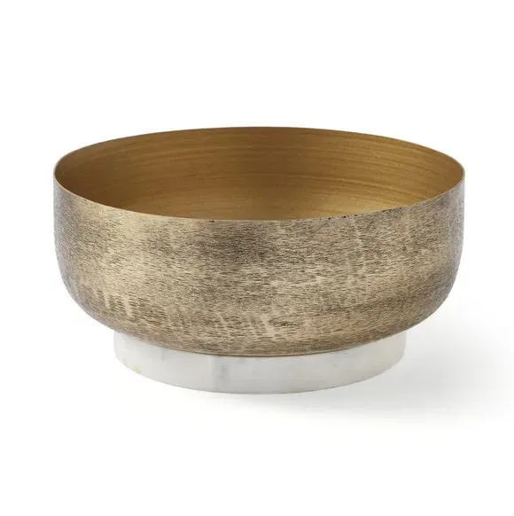 Decorative Bowl - Gold, Metal Marble