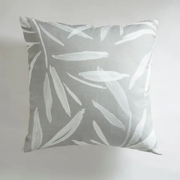 Decorative Cushion with Leaf Print - Grey image