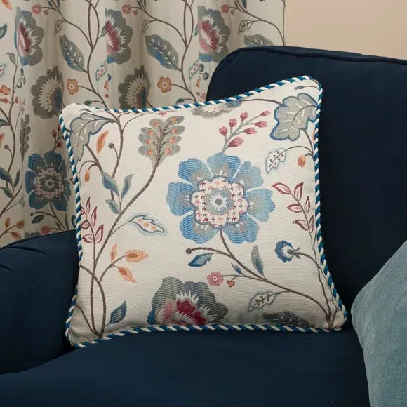 Decorative Cushion with Rope Braid - Blue image