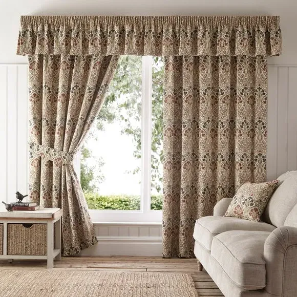 Decorative Pelmet with Floral Design - Natural