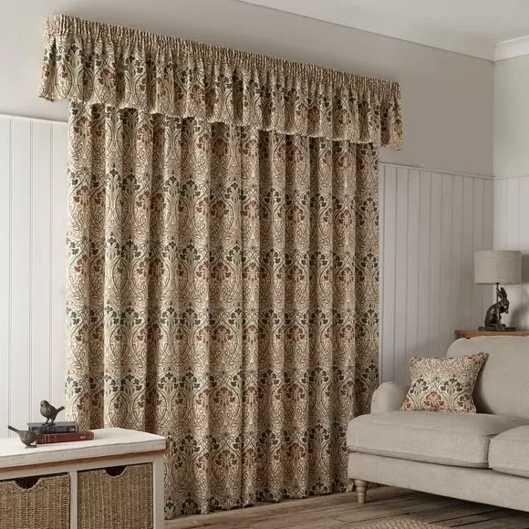 Decorative Pelmet with Floral Design - Natural