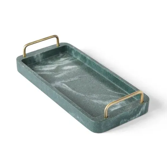 Decorative Storage Tray - Green, Marble Resin