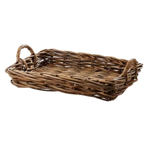 Decorative Tray Handmade - Grey, Rattan