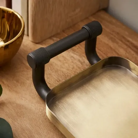 Decorative Tray with Handles - Gold, Metal