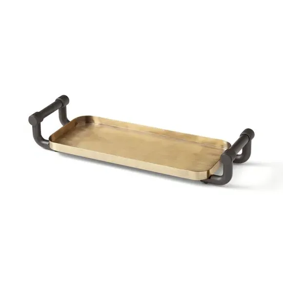 Decorative Tray with Handles - Gold, Metal
