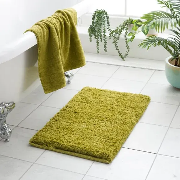Deep Pile Bath Mat with Non-Slip - Green