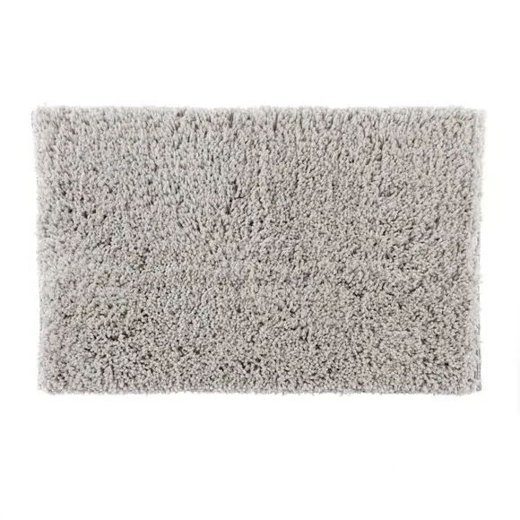 Deep Pile Bath Mat with Non-Slip - Light Grey