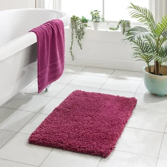 Deep Pile Bath Mat with Non-Slip - Pomegranate
