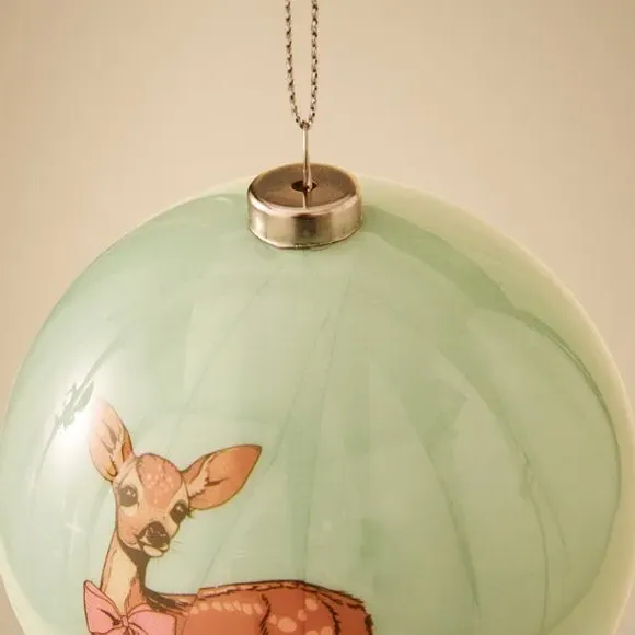 Deer Hanging Decoration - Green, Decoupage