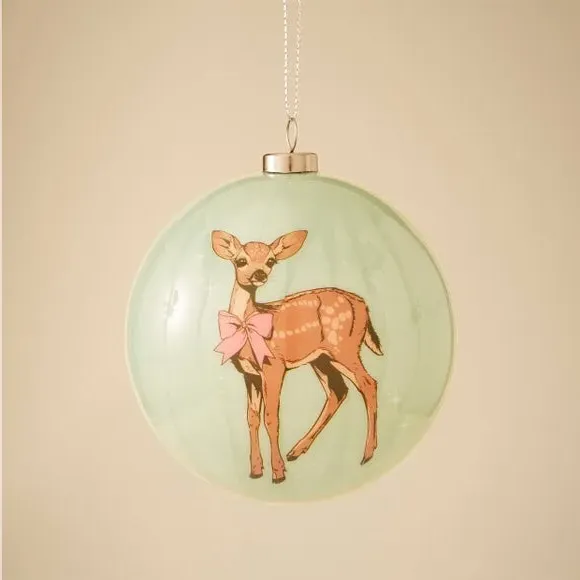 Deer Hanging Decoration - Green, Decoupage