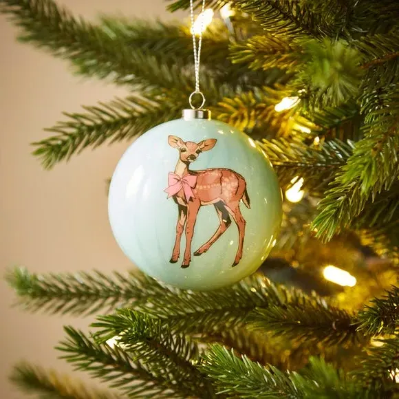 Deer Hanging Decoration - Green, Decoupage image