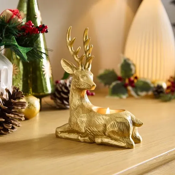 Deer Tealight Holder - Gold, Recycled Resin image