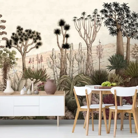 Desert Garden Wall Mural - Natural, Paper