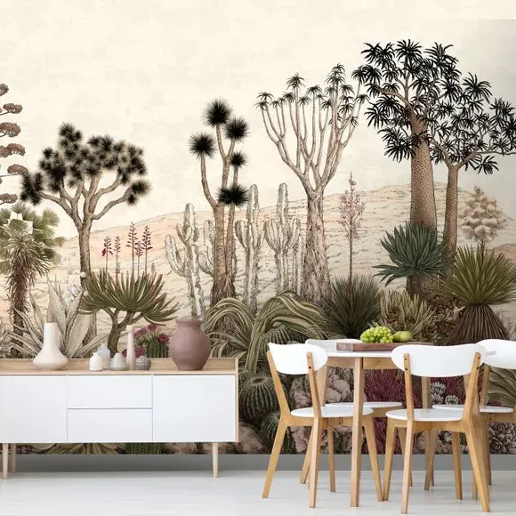 Desert Garden Wall Mural - Natural, Paper