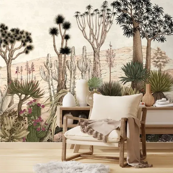 Desert Garden Wall Mural - Natural, Paper