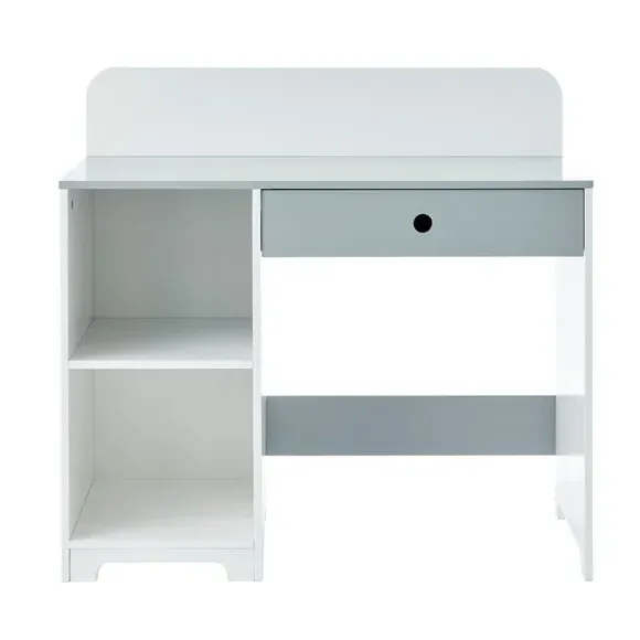 Desk and Chair Set with Storage - Grey, MDF Wood