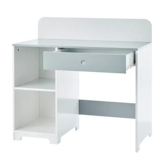 Desk and Chair Set with Storage - Grey, MDF Wood
