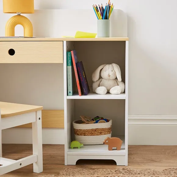 Desk and Chair Set with Storage - White, MDF Wood