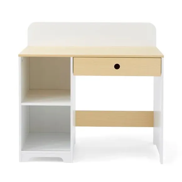 Desk and Chair Set with Storage - White, MDF Wood