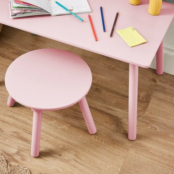 Desk and Stool Set with Storage - Pink