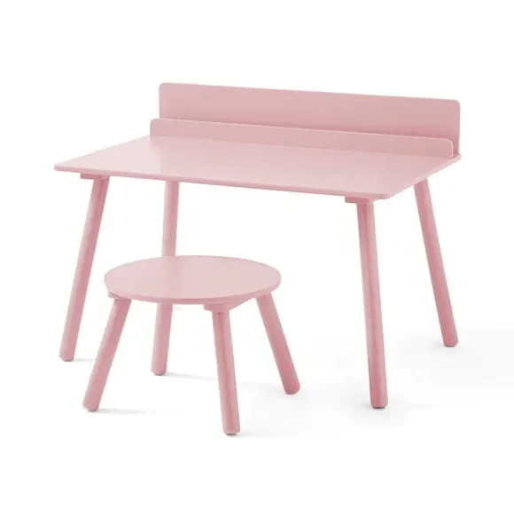 Desk and Stool Set with Storage - Pink