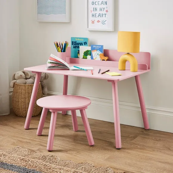 Desk and Stool Set with Storage - Pink image