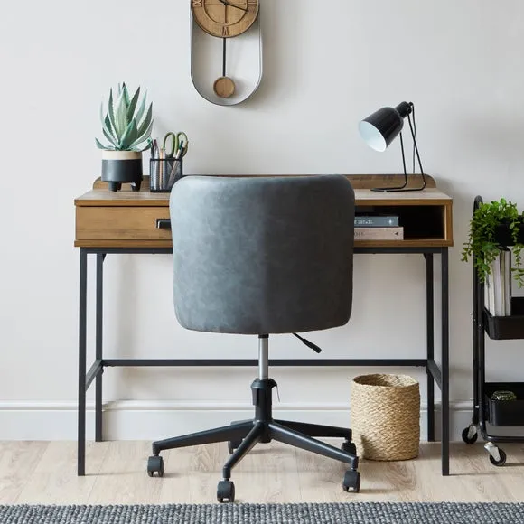Desk with Storage - Pine Effect, Metal Base