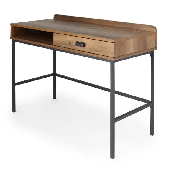 Desk with Storage - Pine Effect, Metal Base
