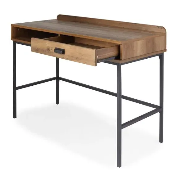 Desk with Storage - Pine Effect, Metal Base