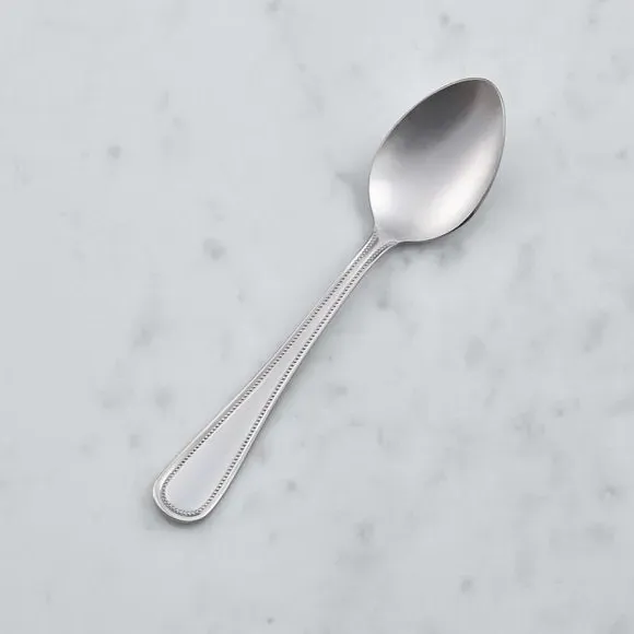 Dessert Spoon with Beaded Design - Silver Steel image