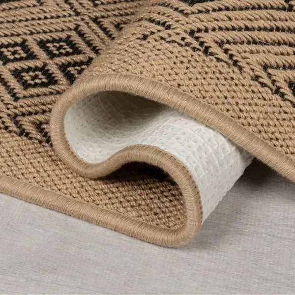 Diamond Pattern Jute Runner - Monochrome