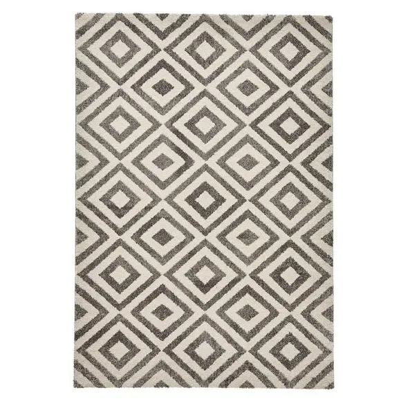 Diamond Pattern Rug - Grey, Dense Pile