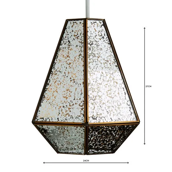 Diamond Pendant Shade Easy Fit - Gold, Glass